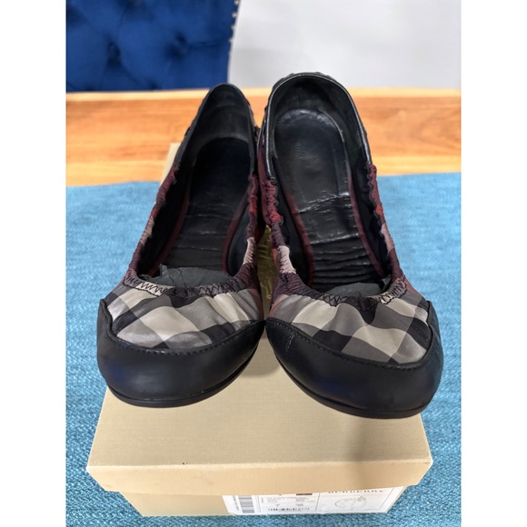Burberry Shoes - Burberry Winter Claret House Check Nylon Ballet Flats Size 40 EUR 9 US